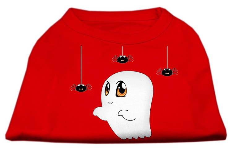 Sammy the Ghost Screen Print Dog Shirt Red Sm